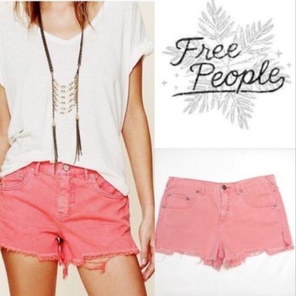 Free People Pants - Free People Distressed Denim Shorts in Melon